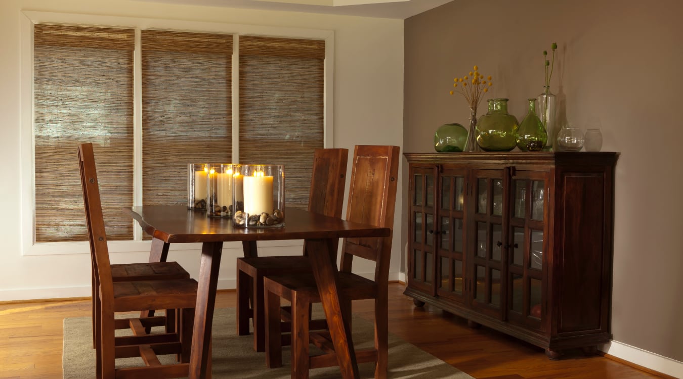 Woven shutters in a Hartford dining room.